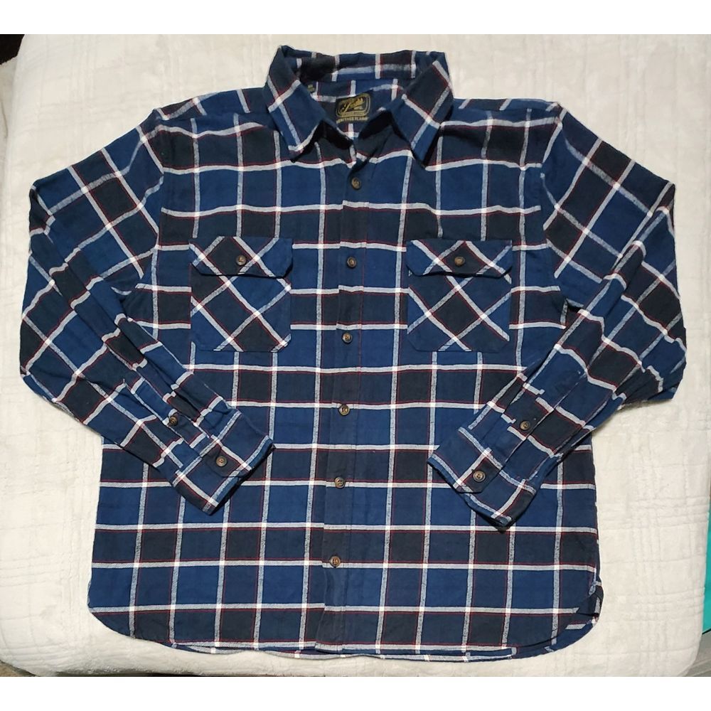 Jach's Mfg Men's Heritage Flannel Blue White Black Red Plaid LS‎ XXL Heavy